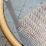 Glass and rattan coffee table