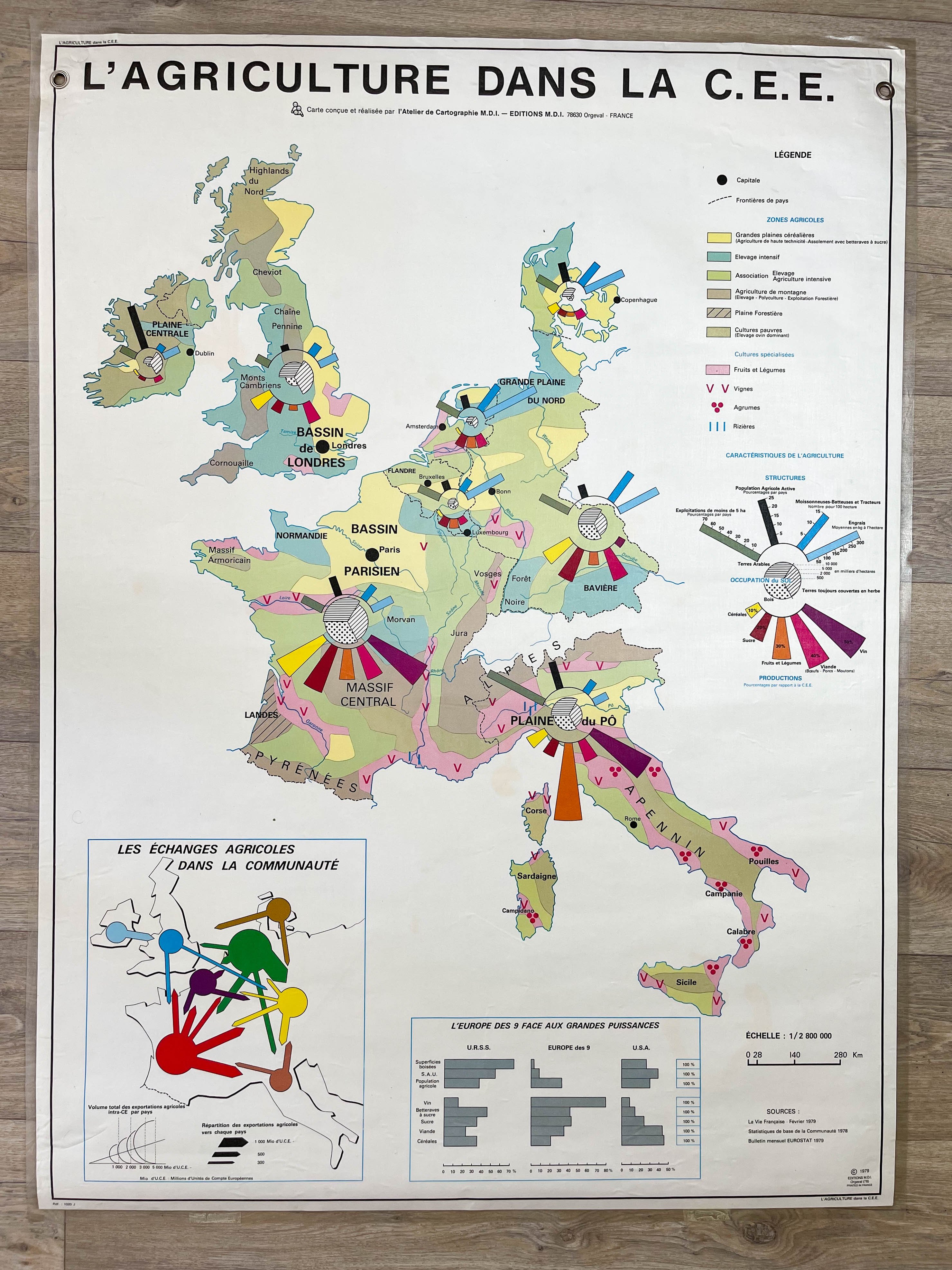 Vintage school map: agriculture in the EEC / industrial economy, mid-year 1979