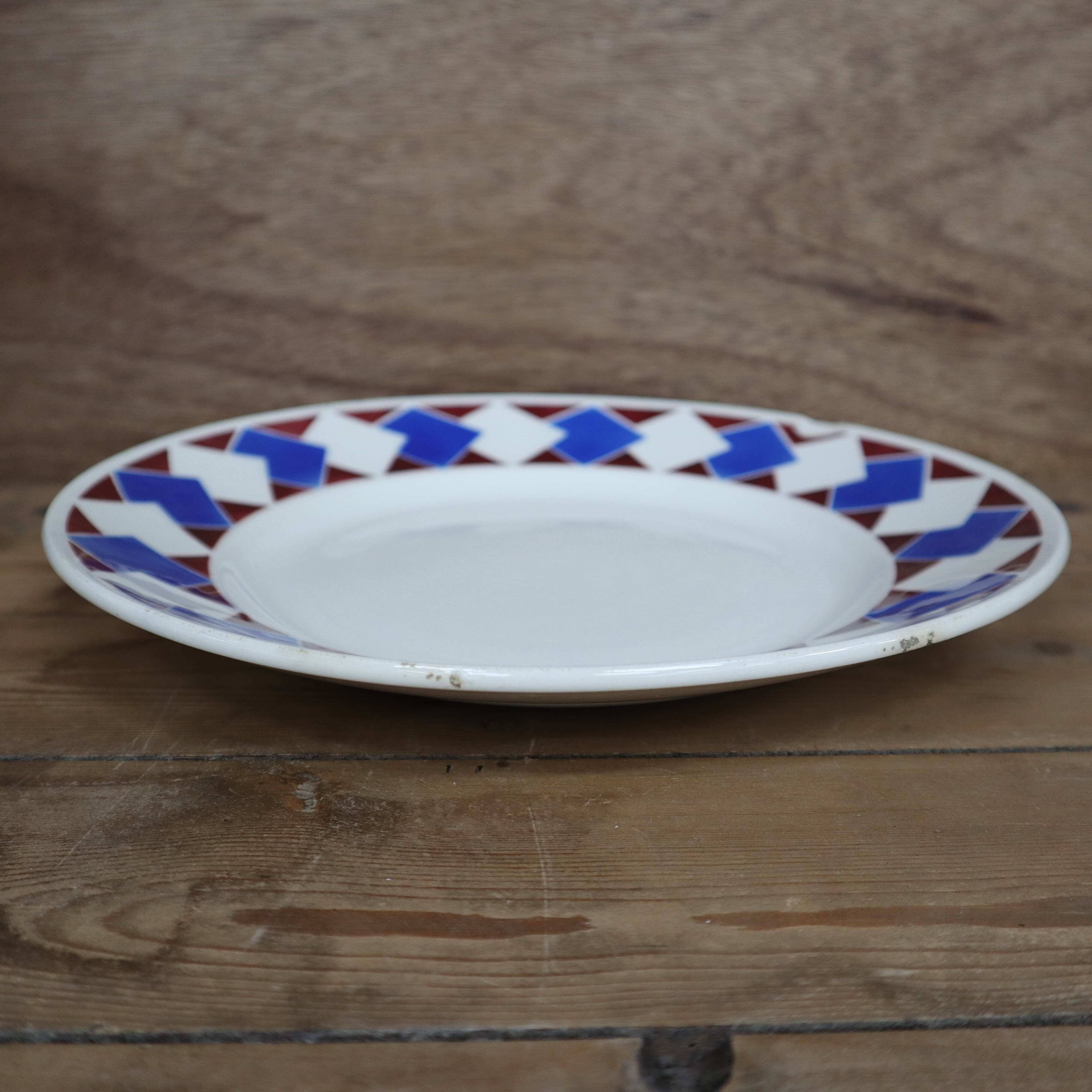 Geometric shaped earthenware dish, old KG Lunéville "kémor"