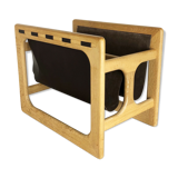 Danish oak wood magazine rack design made by Salin Møbler, 1970s