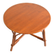 Vintage 1960s round wood and rattan coffee table