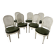 Set of seven Louis XVI style chairs in patinated beech, 20th century.