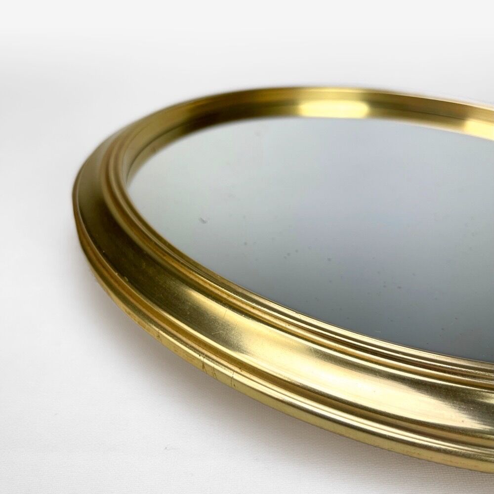 Vintage round brass mirror, 32 cm