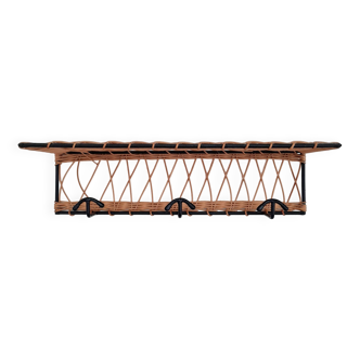 Metal and rattan coat rack