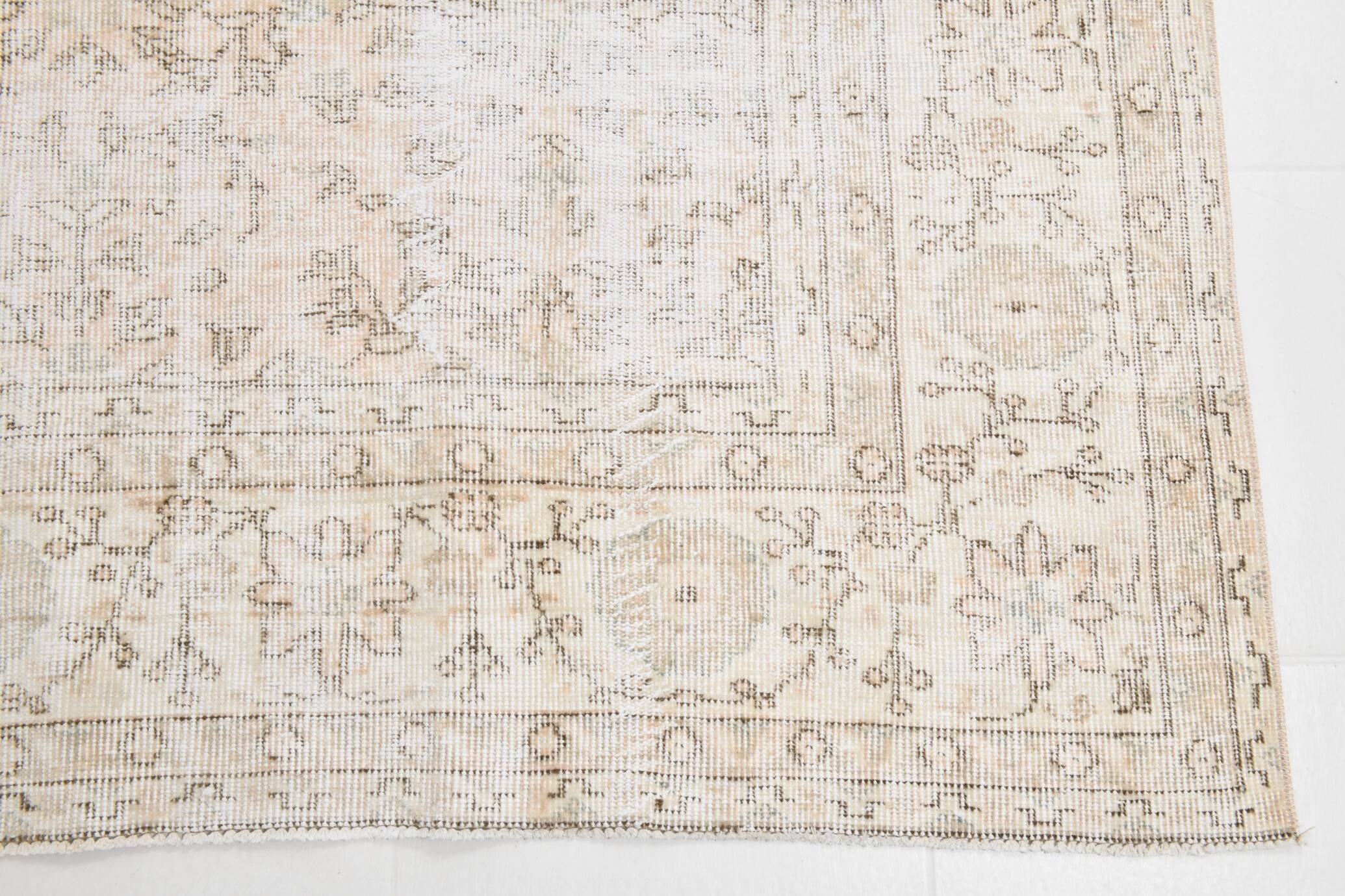 5x12 Pastel Beige Pink Turkish Vintage Area Rug, 160x375Cm