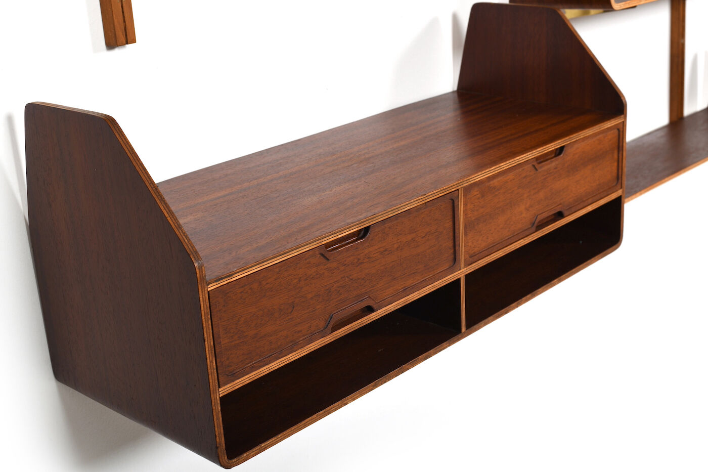 Fine danish teak wing shelf system 1950s