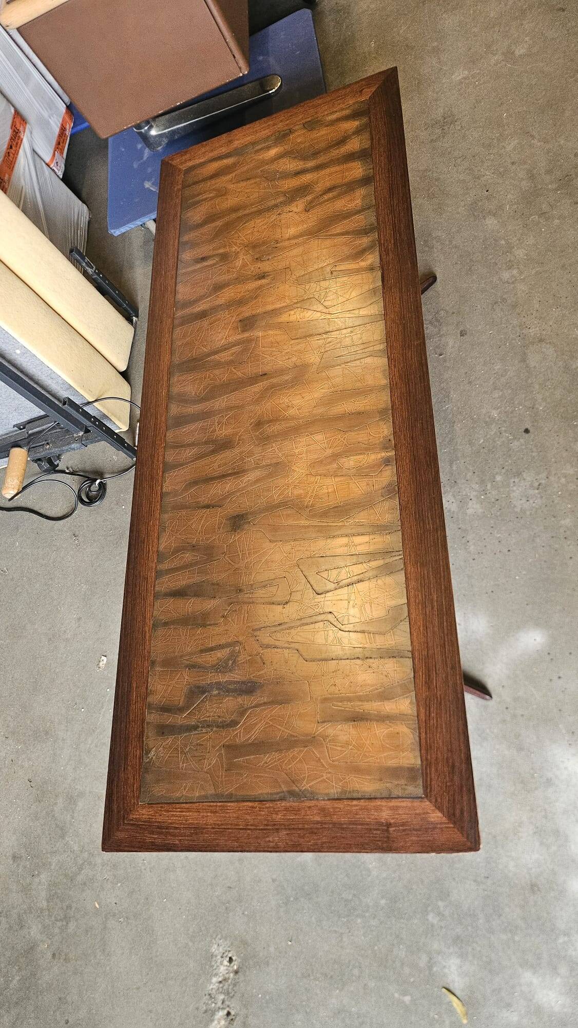 1960s wooden with copper coffee table, Denmark