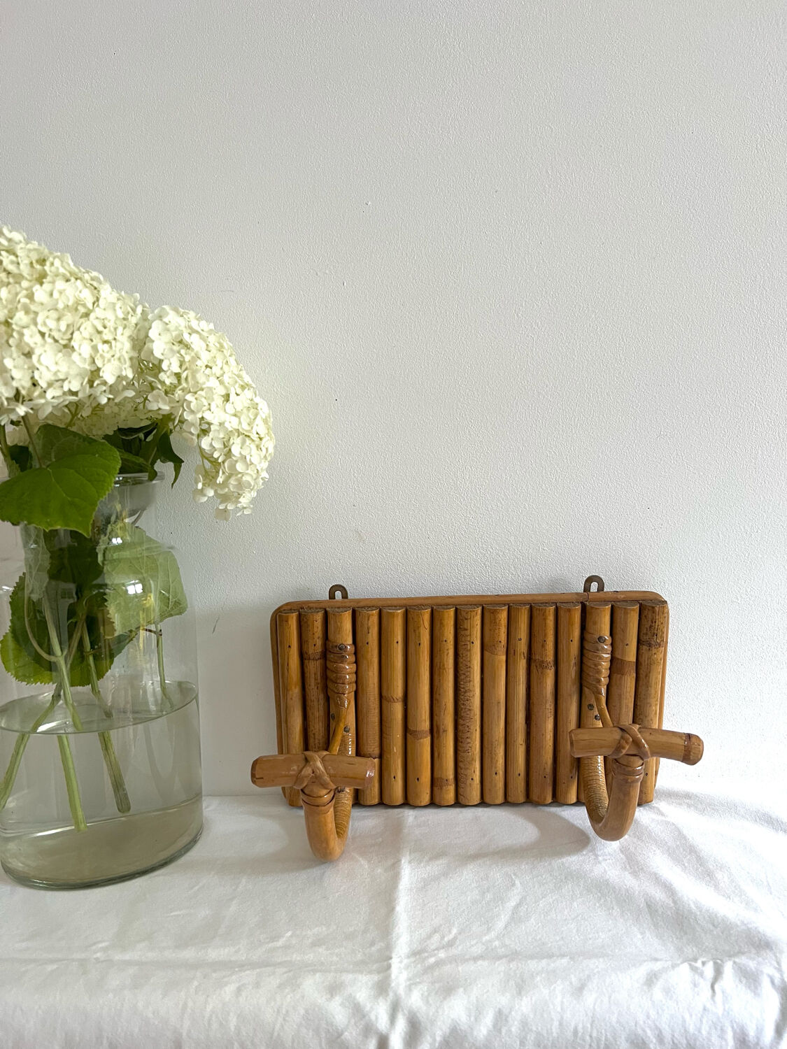 Rattan coat rack