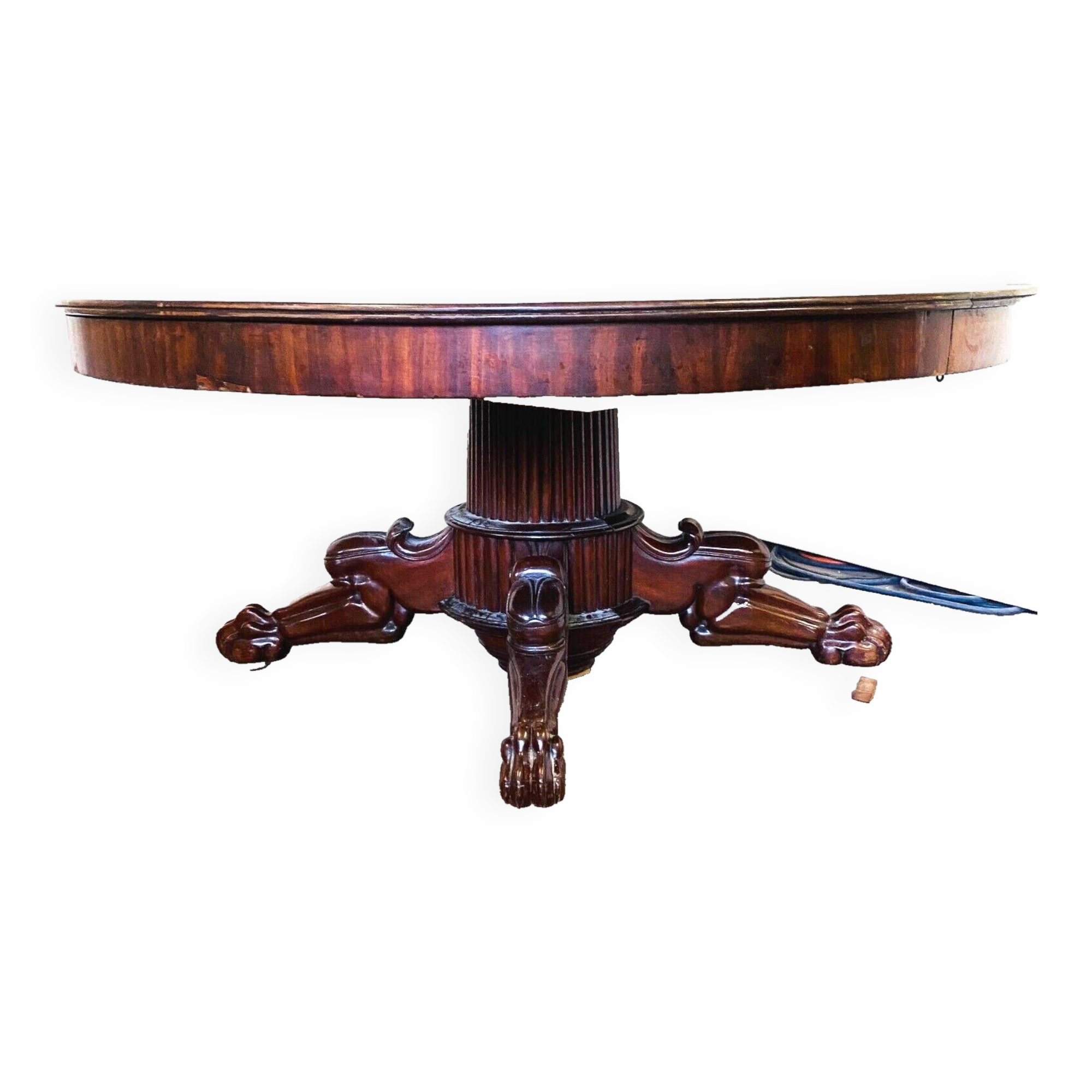 Napoleon III dining table in mahogany and 19th century veneer