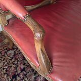 Regency 3-seater sofa in burgundy wood and leather