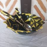 Vallauris salad bowl and serving utensils, signed Fase