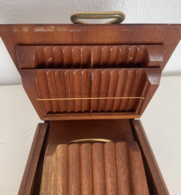 Distributeur cigares cigarettes vintage 1960 bois doré - 20 x 19 cm