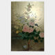 Triptyque de tableaux laqués style japonais représentant des fleurs sur fond or