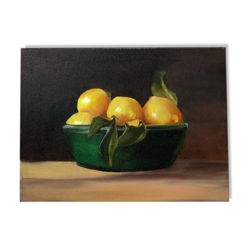 Peinture à l'huile sur toile nature morte "Citrons"
