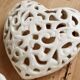 Openwork heart-shaped box in ivory earthenware – Vintage sweet jar