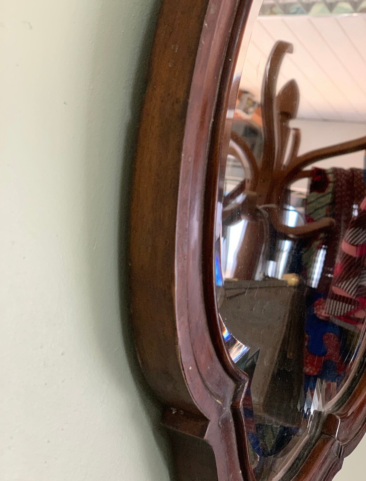 Old mahogany mirror, beveled glass, 43x40cm