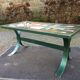 Vintage ceramic coffee table Vallauris spirit with metal x base