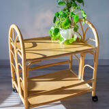 Rolling trolley in rattan from the 70s