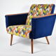 Mid-century armchair, 1960s, fully restored, blue velvet
