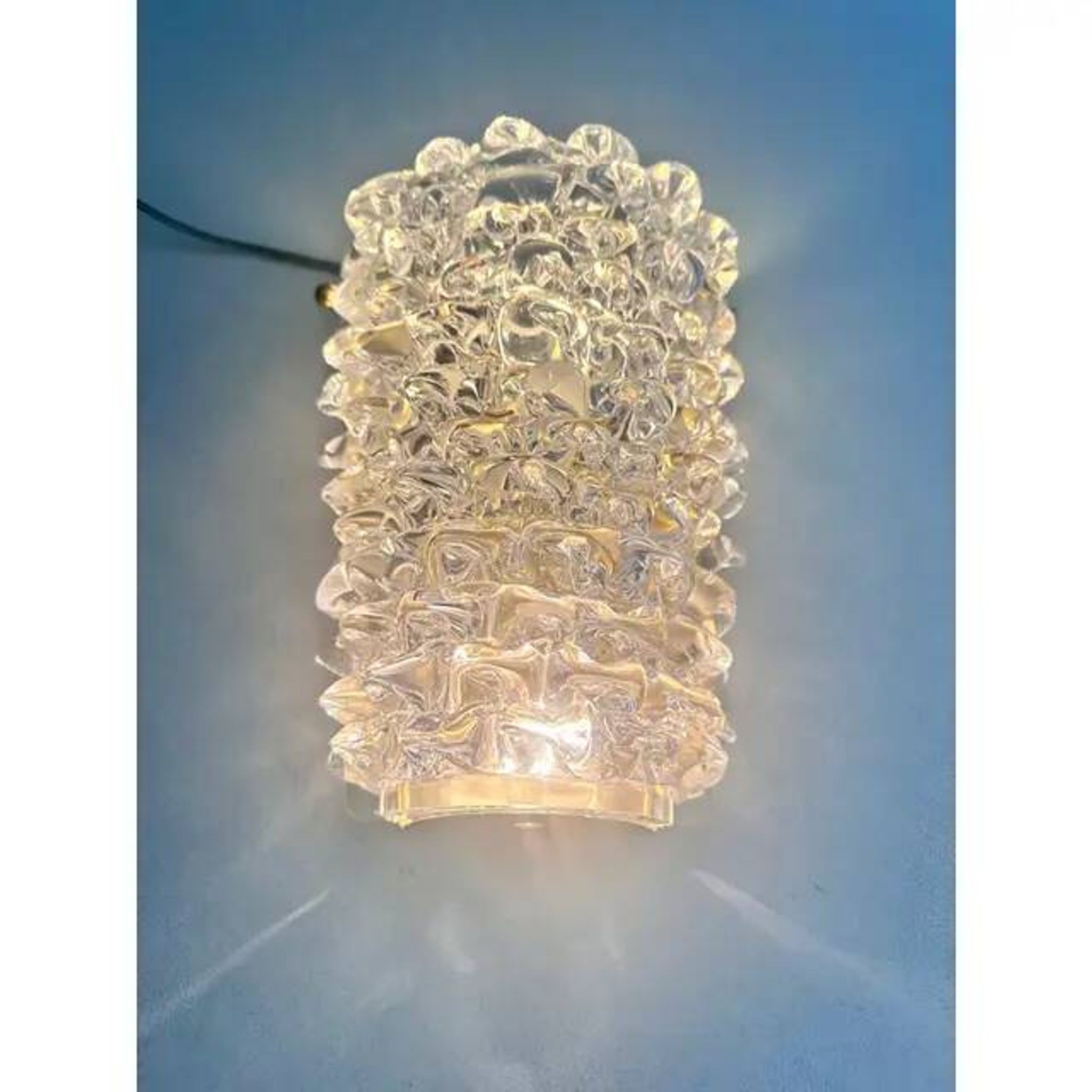A Pair Barovier Art Deco Rostrato Clear Italian Murano Glass Wall Sconces