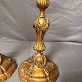 Antique Pair of Gilded Candle Holders Rocaille Rococo Louis XV Torchères