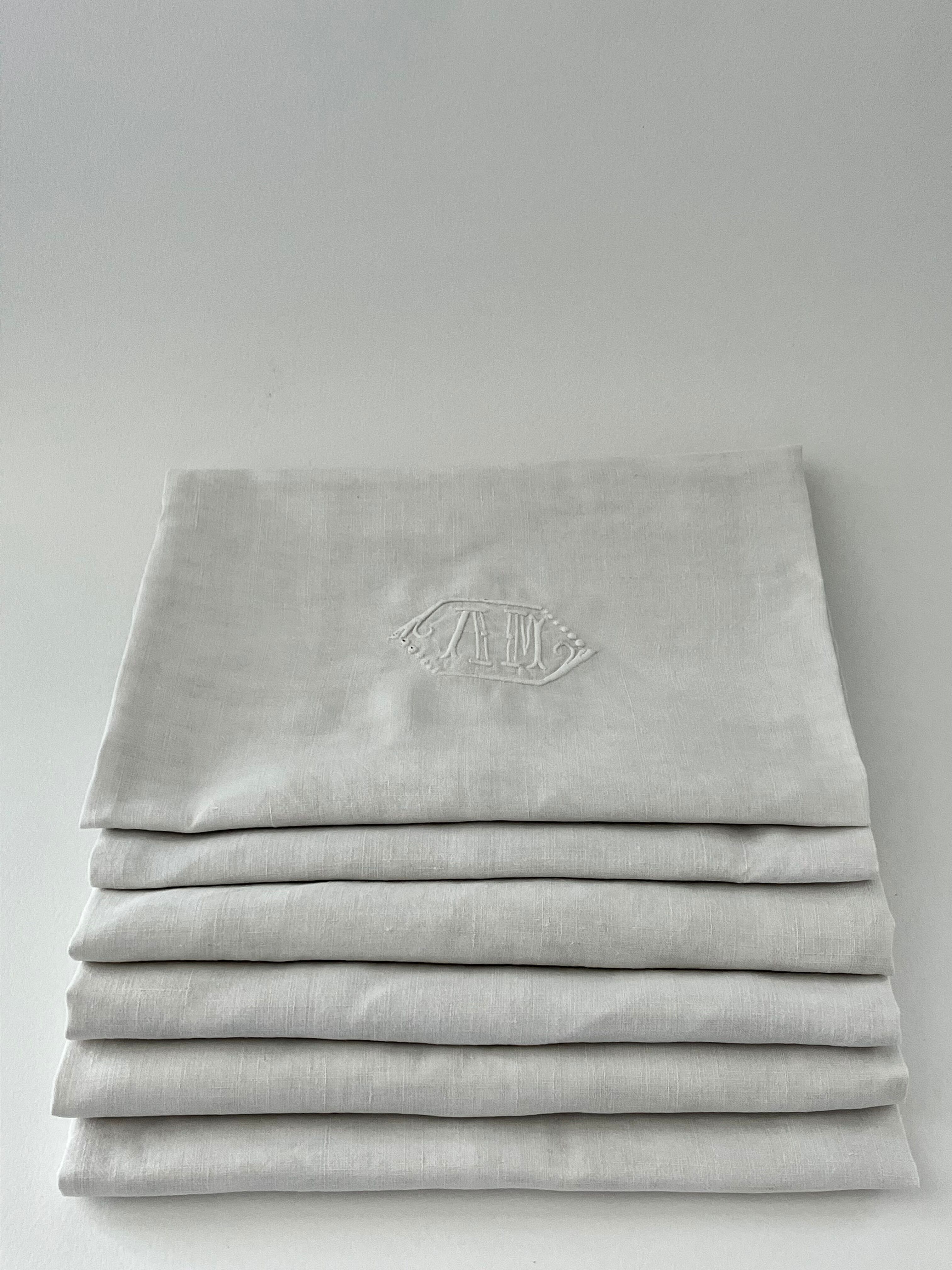 6 serviettes en fil de lin, trousseau d'Amandine