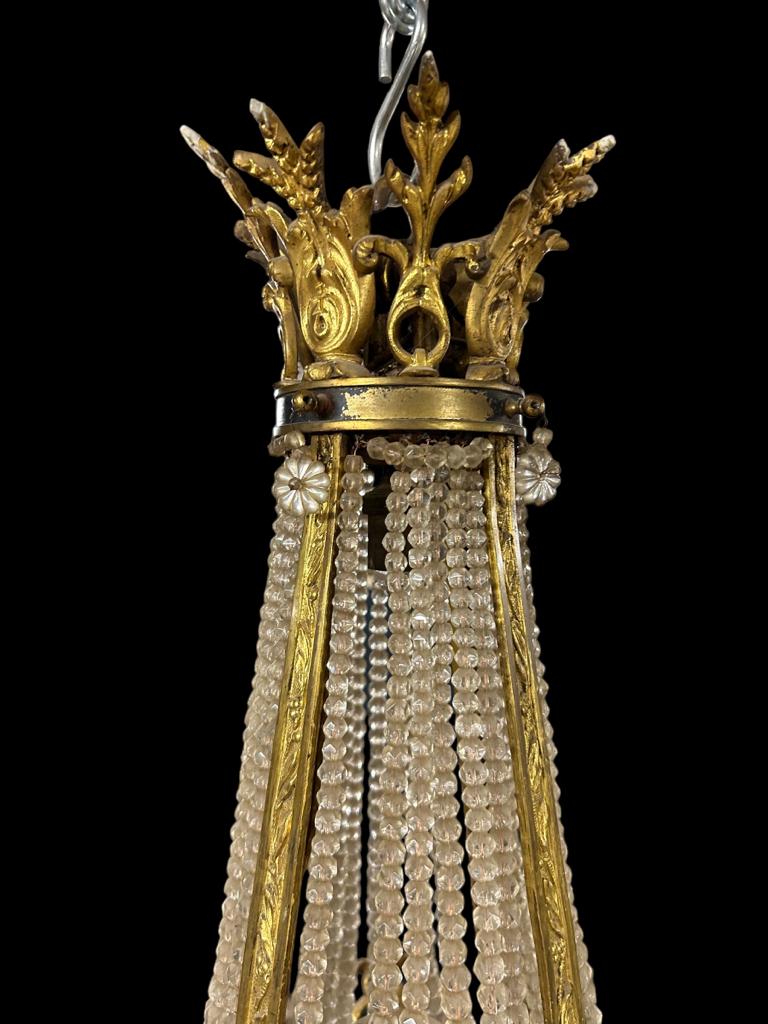 Hot air balloon chandelier in gilded bronze Louis XVI style of Napoleon III period