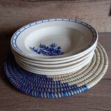 6 assiettes anciennes 1920/30 Badonviller, décor bleu
