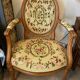 Louis XVI style medallion armchair with floral needlepoint tapestry