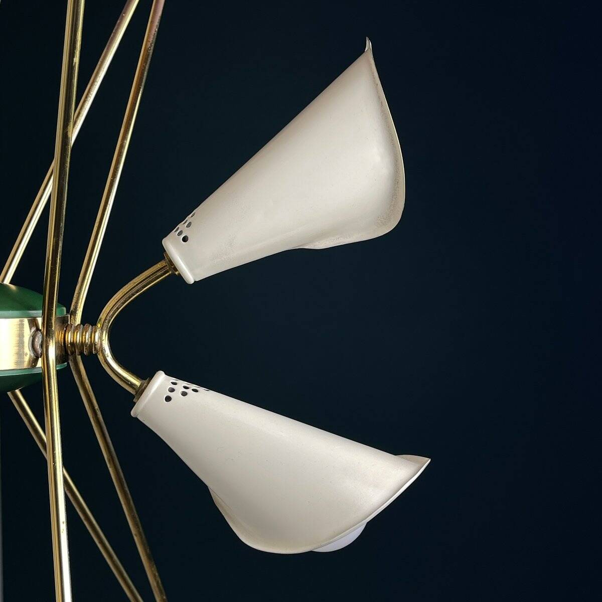 Metal chandelier mid-century modernist by Stilnovo, 1970s