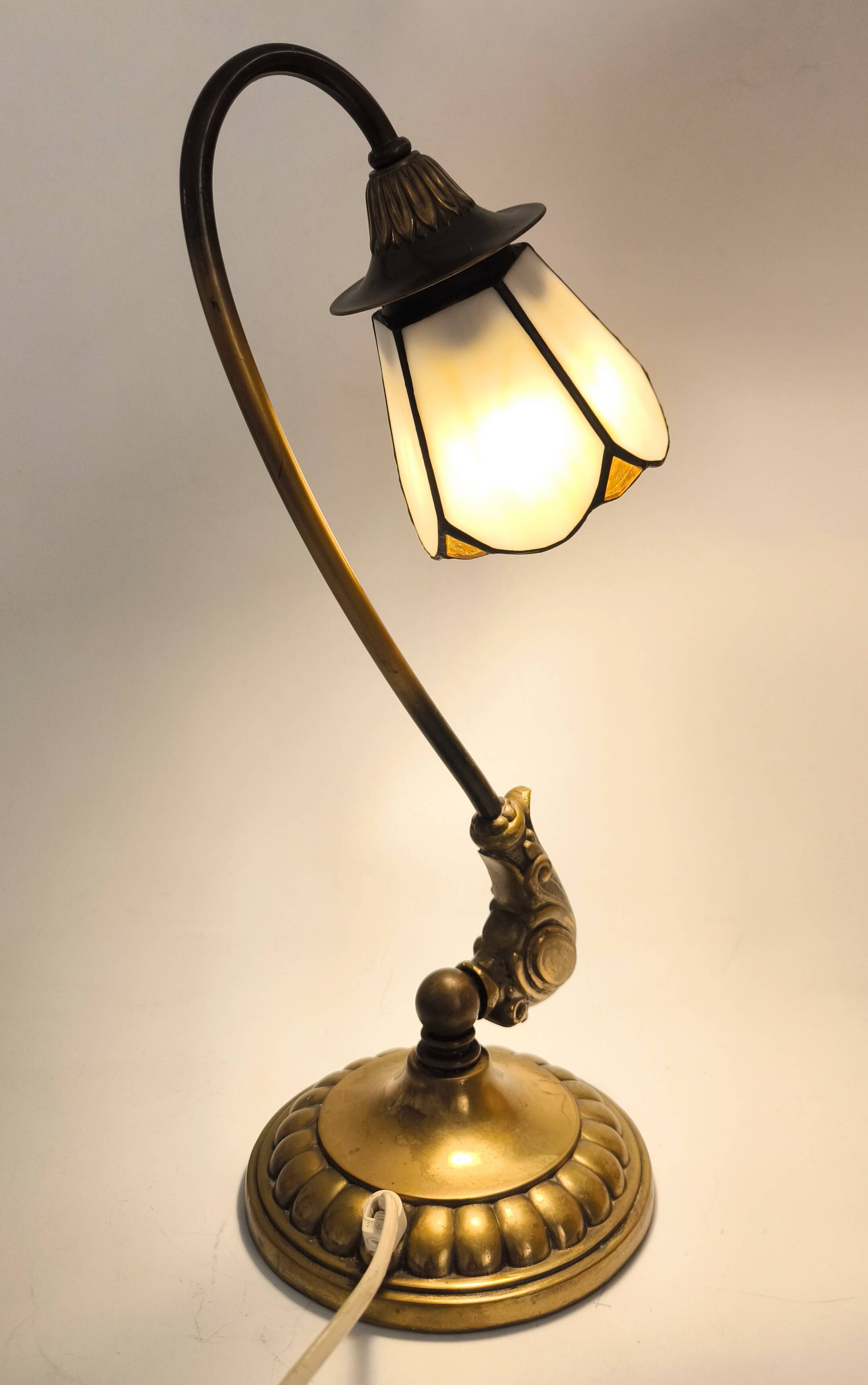 Tiffany-style bronze lamp from the mid-20th century.