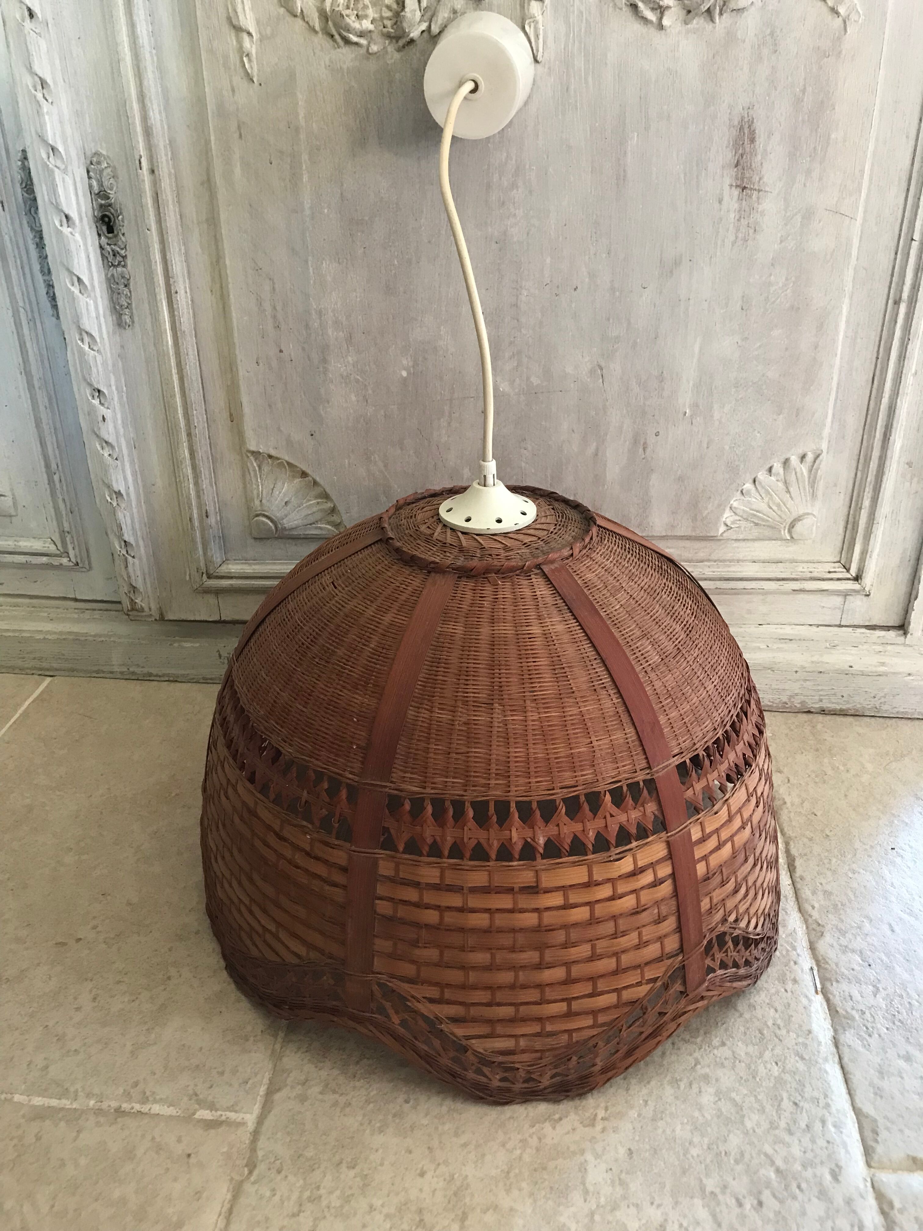 Vintage rattan pendant lamp 38cm