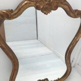 Gilded wooden mirror decoration shell Louis XIV