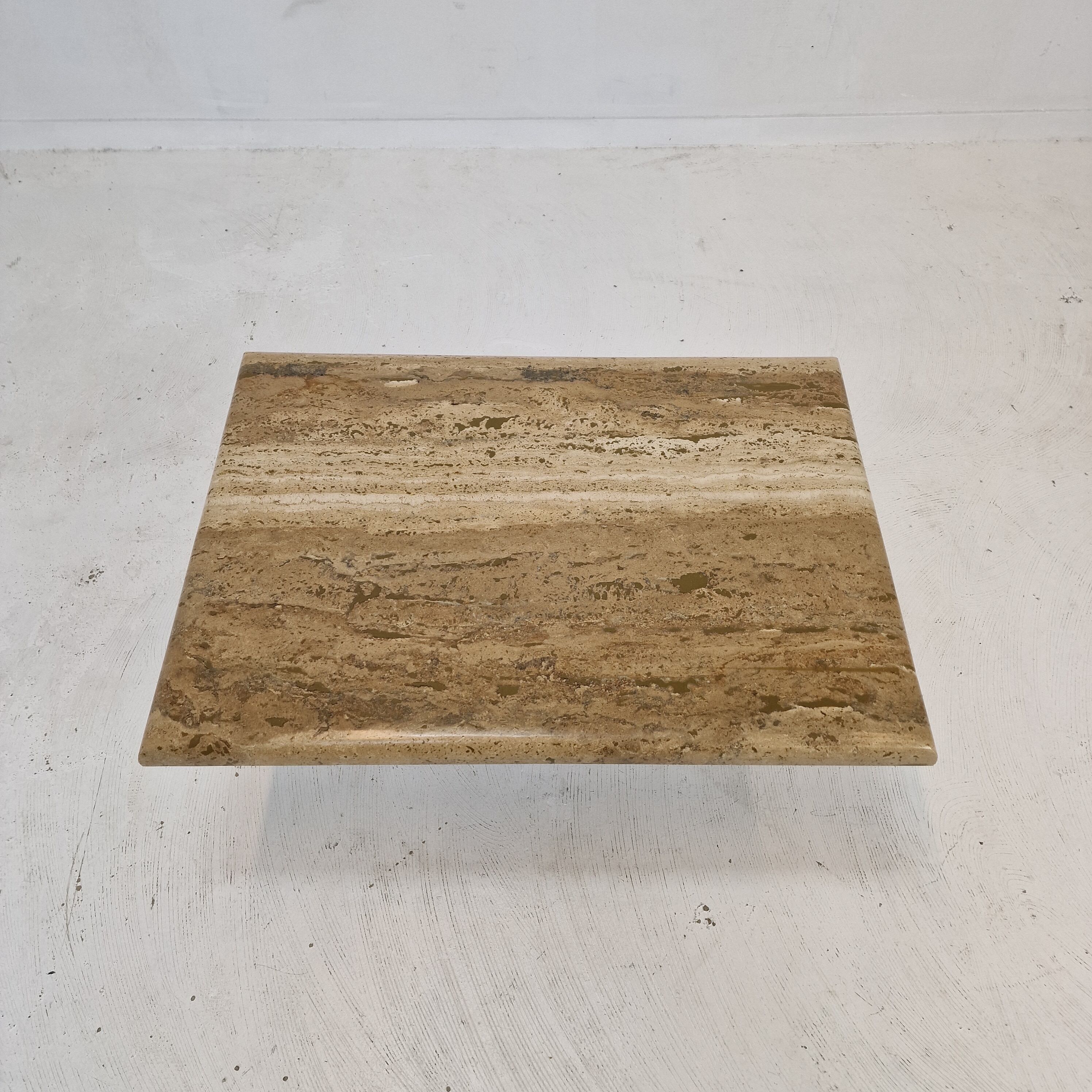 Italian coffee or side table in travertine, 1980s