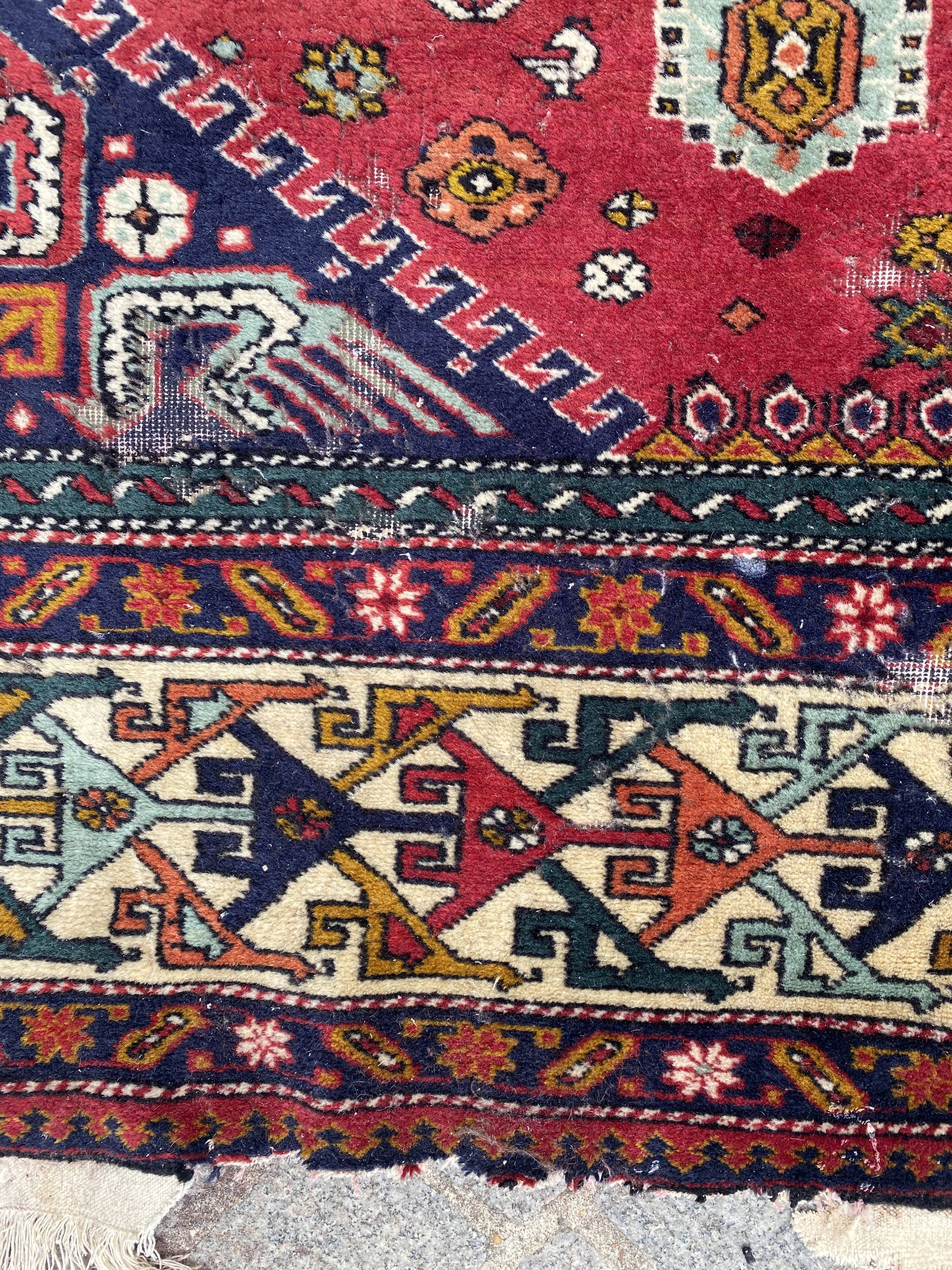 Nice large vintage carpet chirwan Azerbaijan handmade 234x310 cm