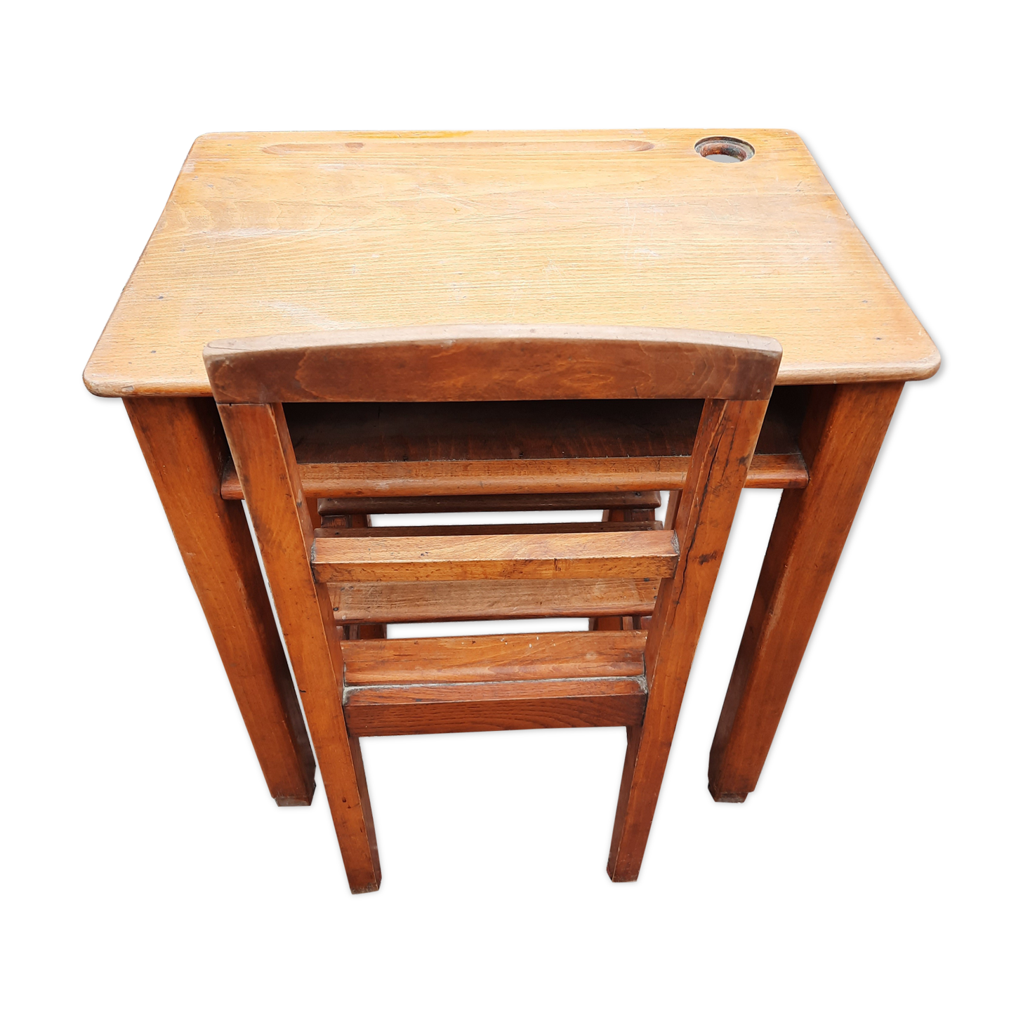 School desk with varnished chair