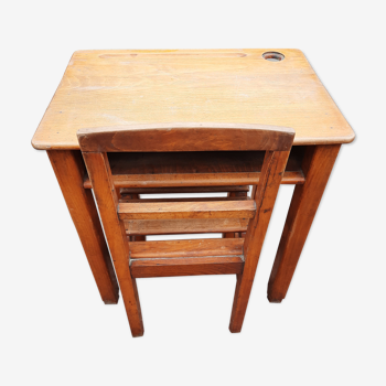 School desk with varnished chair