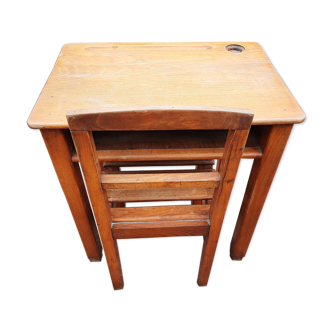 School desk with varnished chair