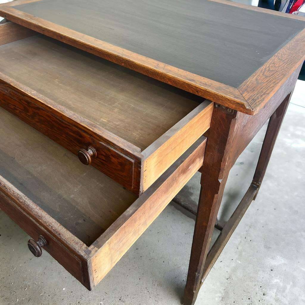 Vintage oak high table / drawing table with deep drawers