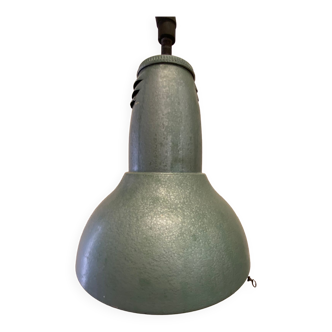 Green vintage industrial pendant lamp "Holophane"