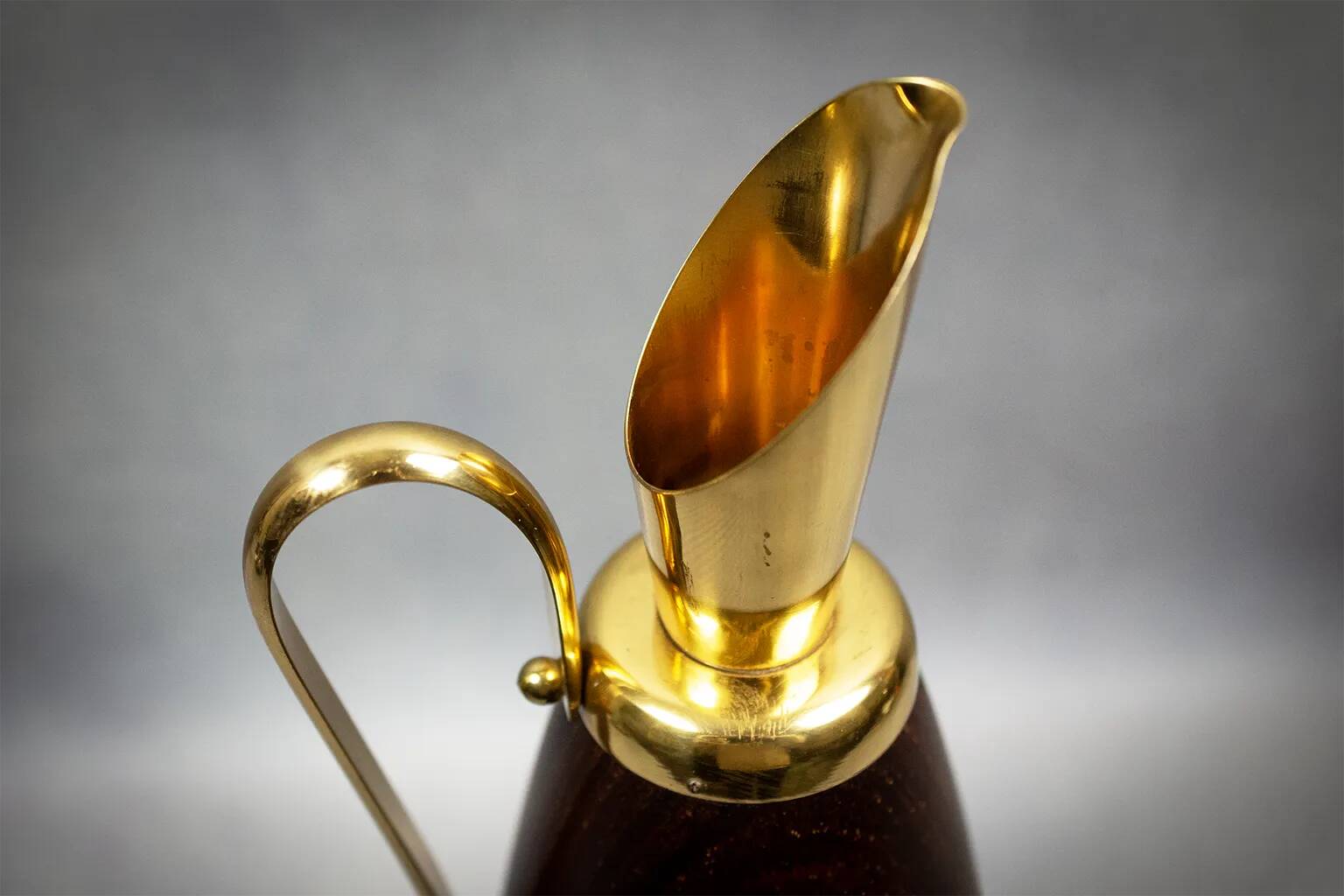 Aldo Tura - Vintage wood and brass pitcher - Italy, circa 1950
