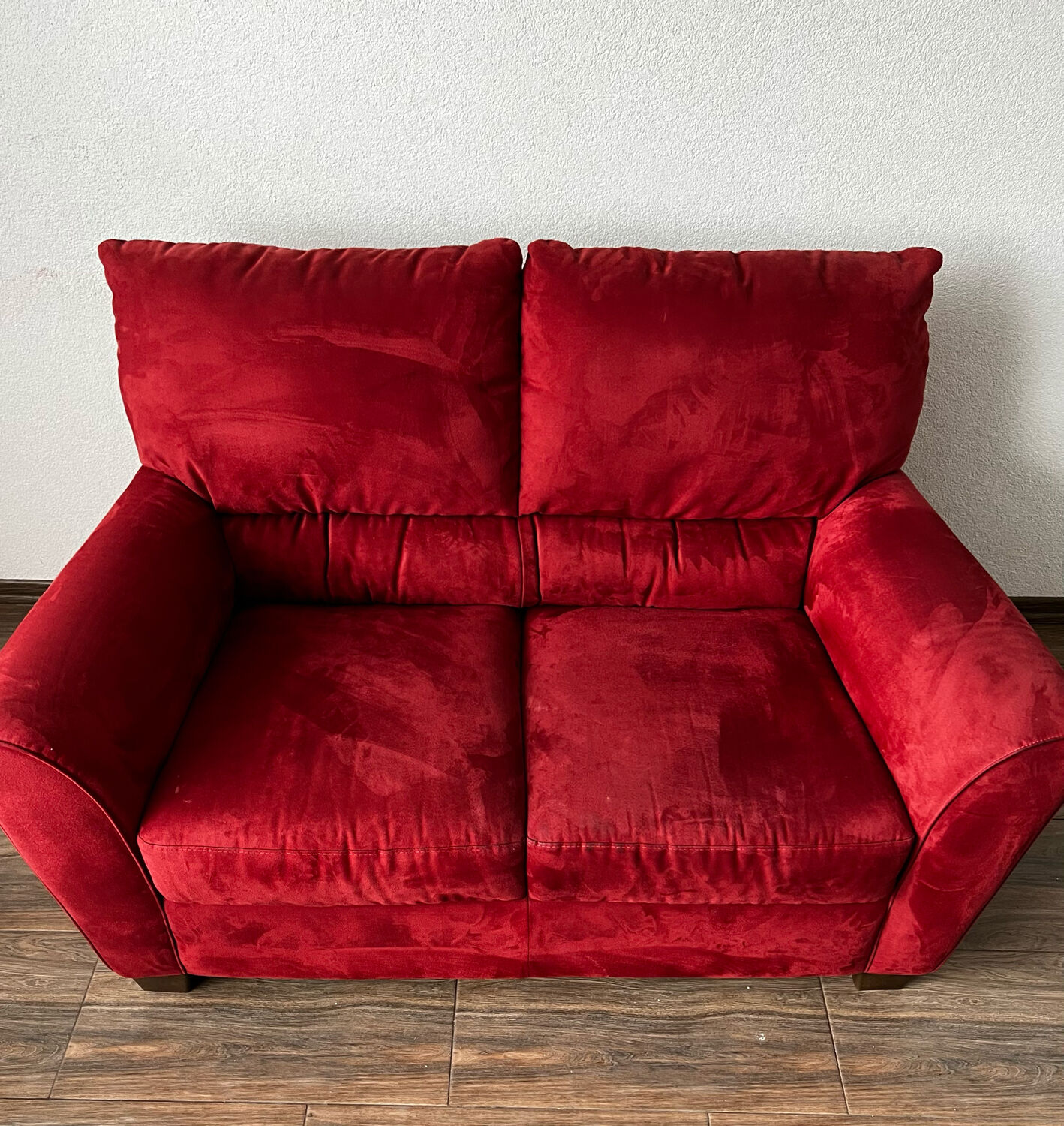 Vintage Red Velour Sofa, Ikea 1990s