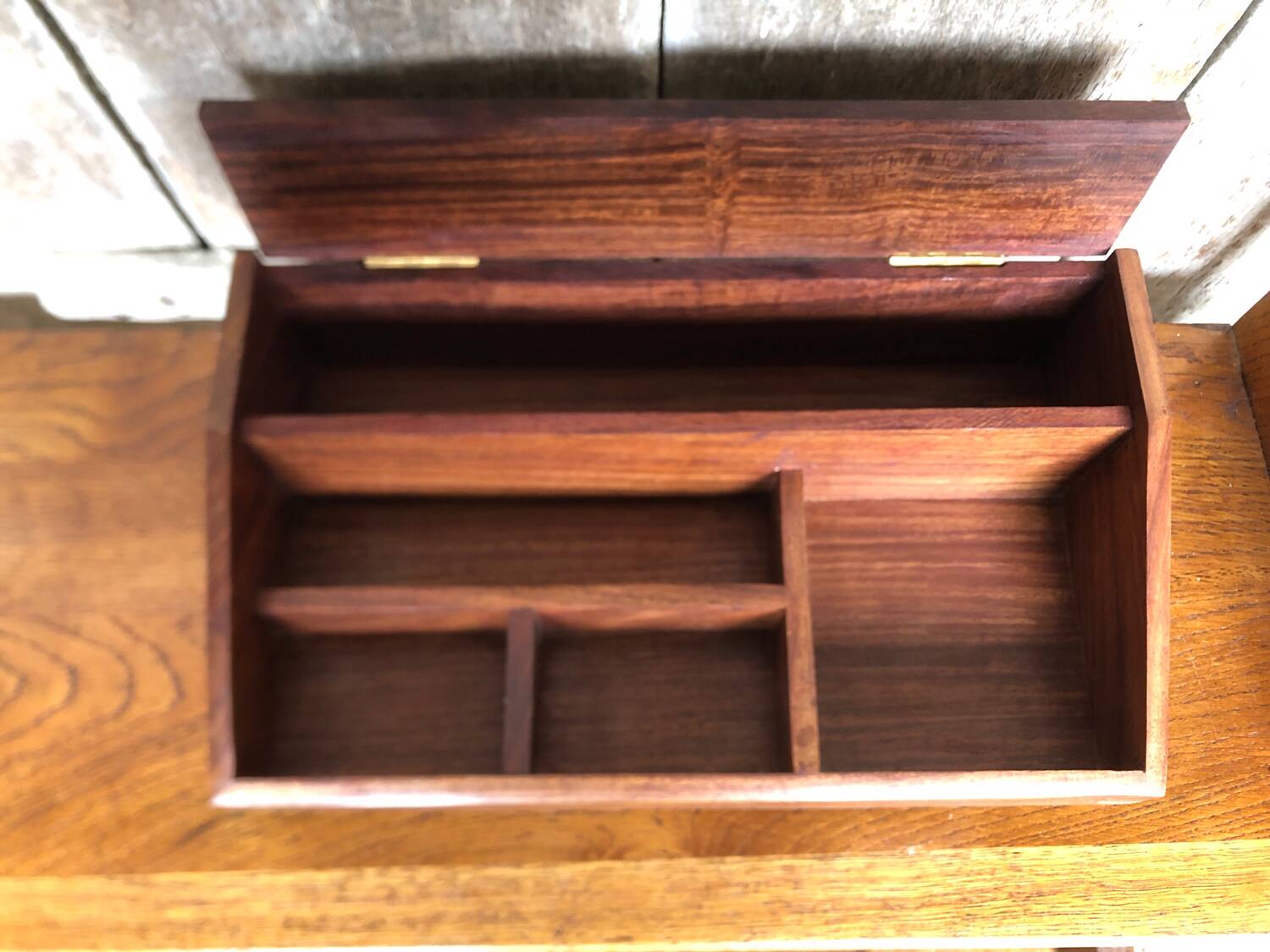 Organisateur De Bureau Bois & Laiton Rangement Style Marine Vintage