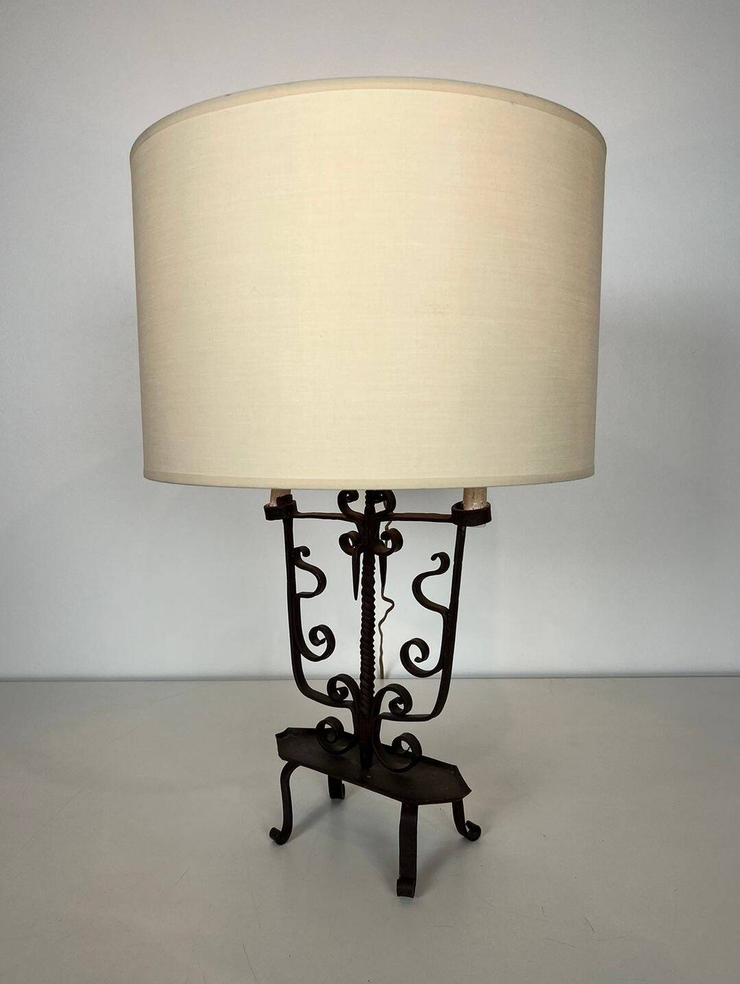 Wrought Iron Candelabrum with Six Lights, French Work, circa 1950