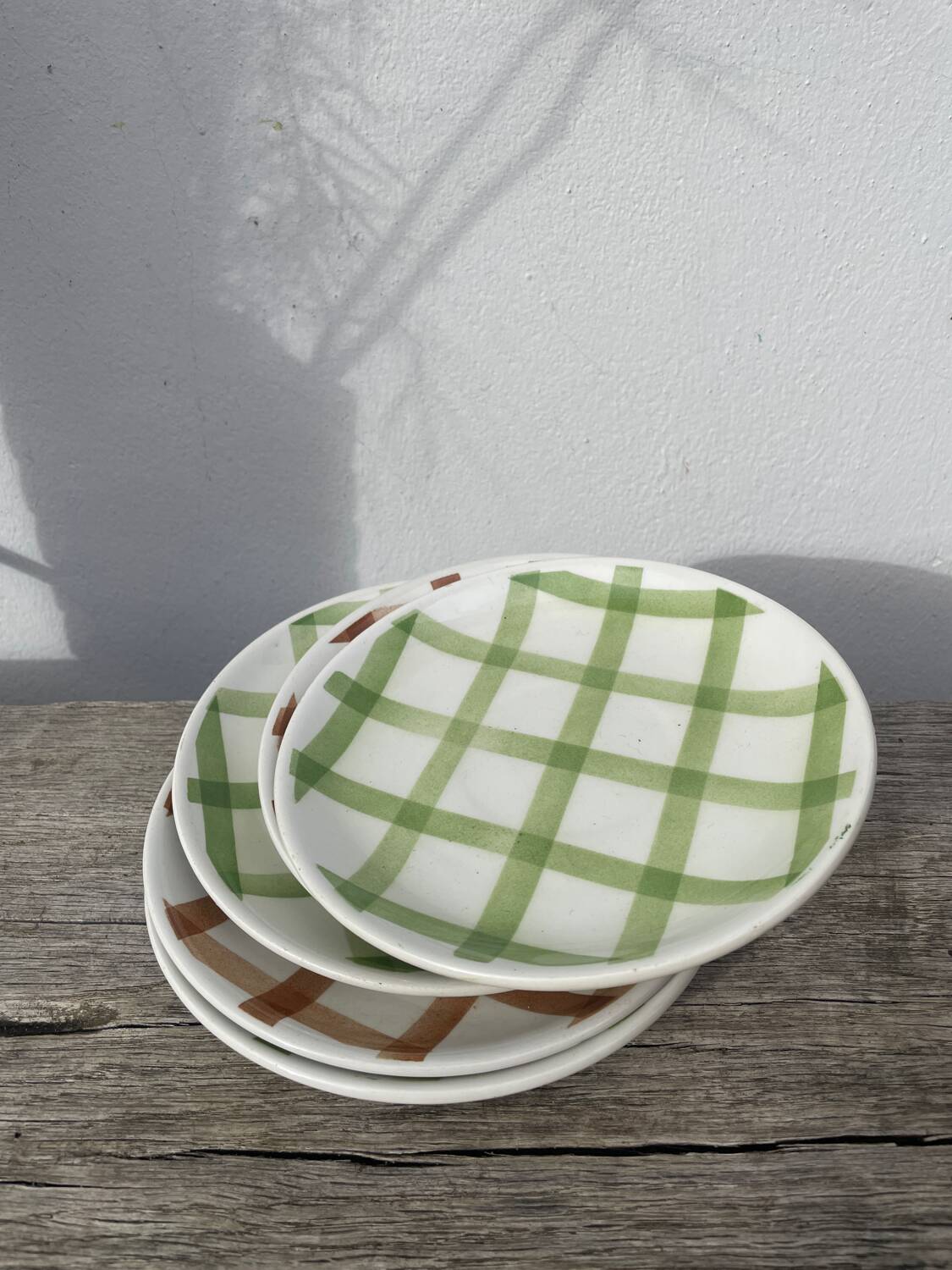 5 square Moulin des Loups dessert plates/dishcloths