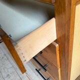 Commode vintage en chêne 4 tiroirs pied compas