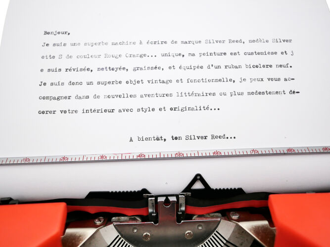 Machine à écrire Silver Reed Silverette S rouge Orange révisée ruban neuf