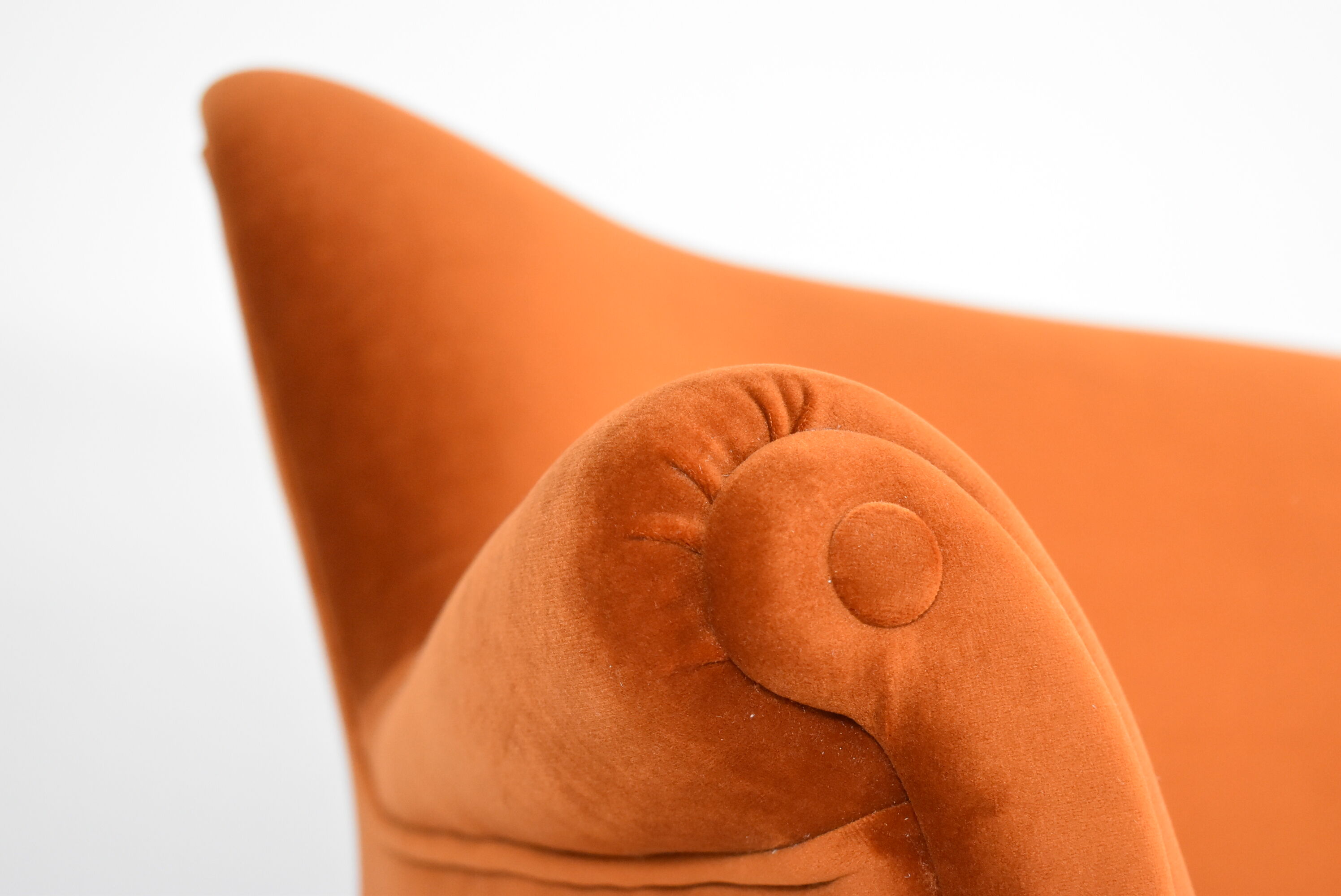 Vintage Three-seater velvet Sofa, Germany 1960s, rusty, restored