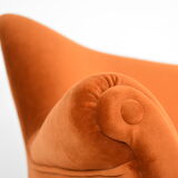 Vintage Three-seater velvet Sofa, Germany 1960s, rusty, restored