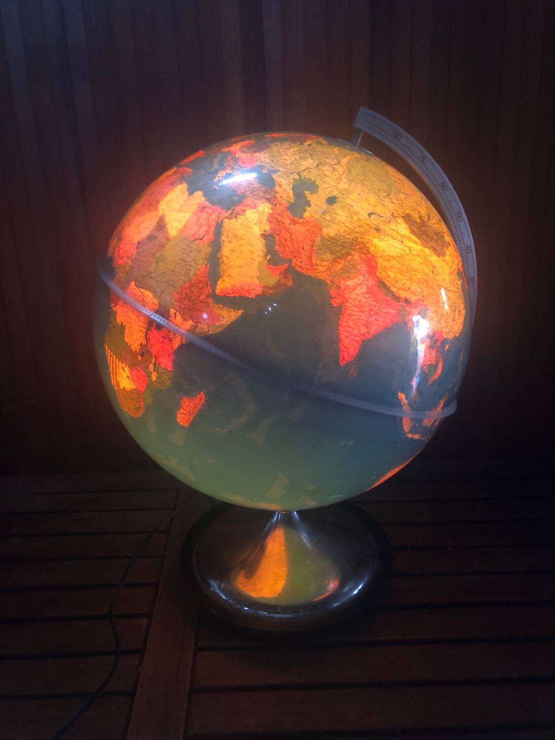 Old world map globe terrestrial grange batelière paris vintage #a356